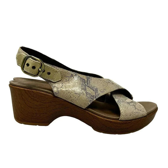 Dansko Jacinda Women's beige Leather Slingback Heels Sandals Size 41 US 10-10.5 - Picture 2 of 14